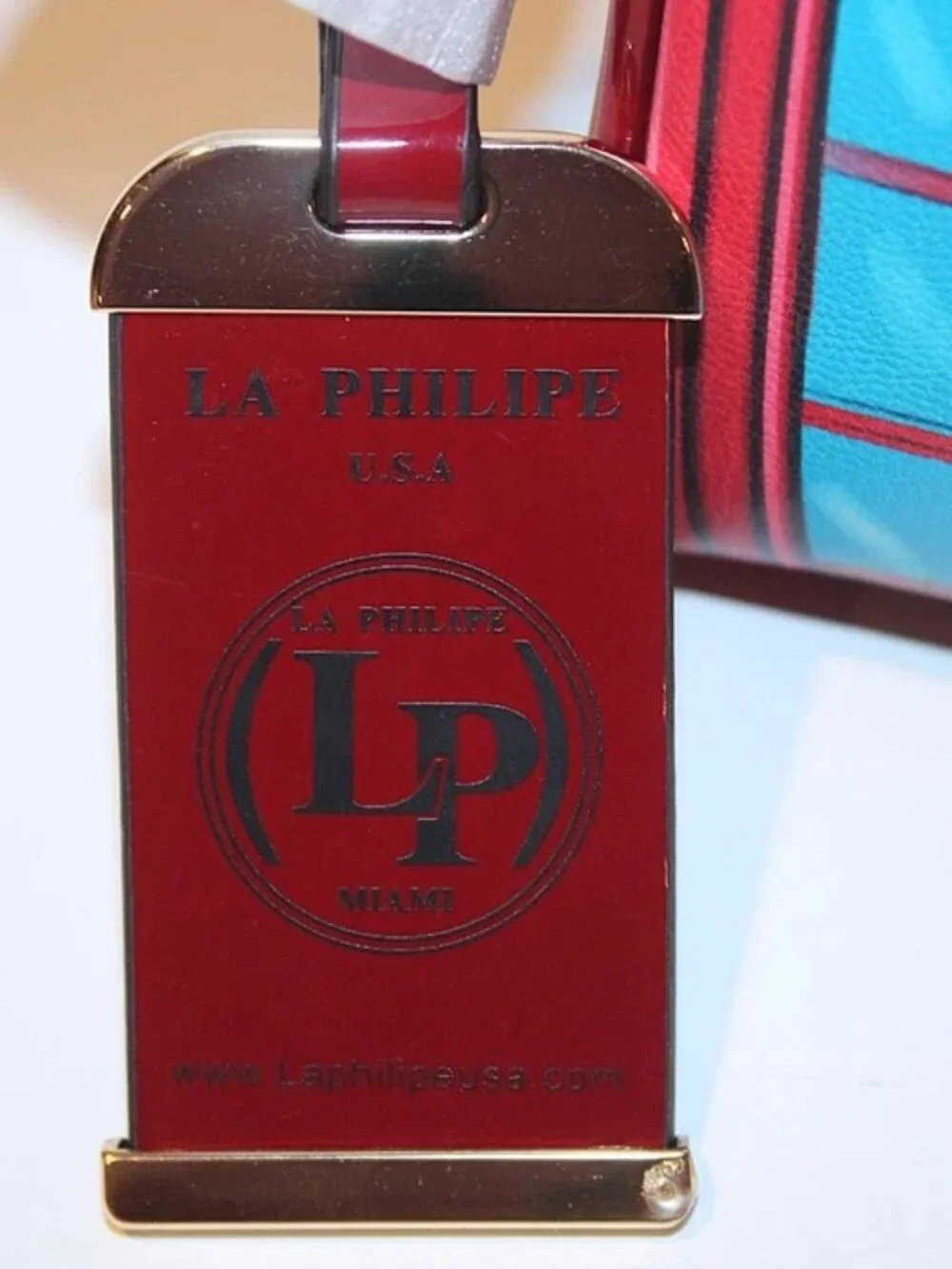 LP La Philipe Purse "Umbrella in London" Handbag Red Large Bag Black Tote LP1020 - Picture 13 of 16